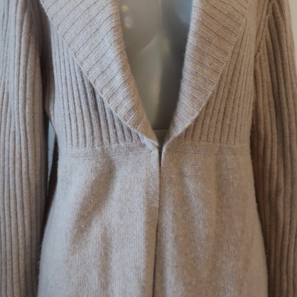Women Cashmere Lord & Taylor Beige Pure Cashmere Chunky Cardigan Sweater XL - Picture 7 of 14